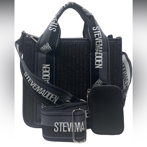 Steve Madden Handbags - Steve Madden Straw Bwebber Bag - Black